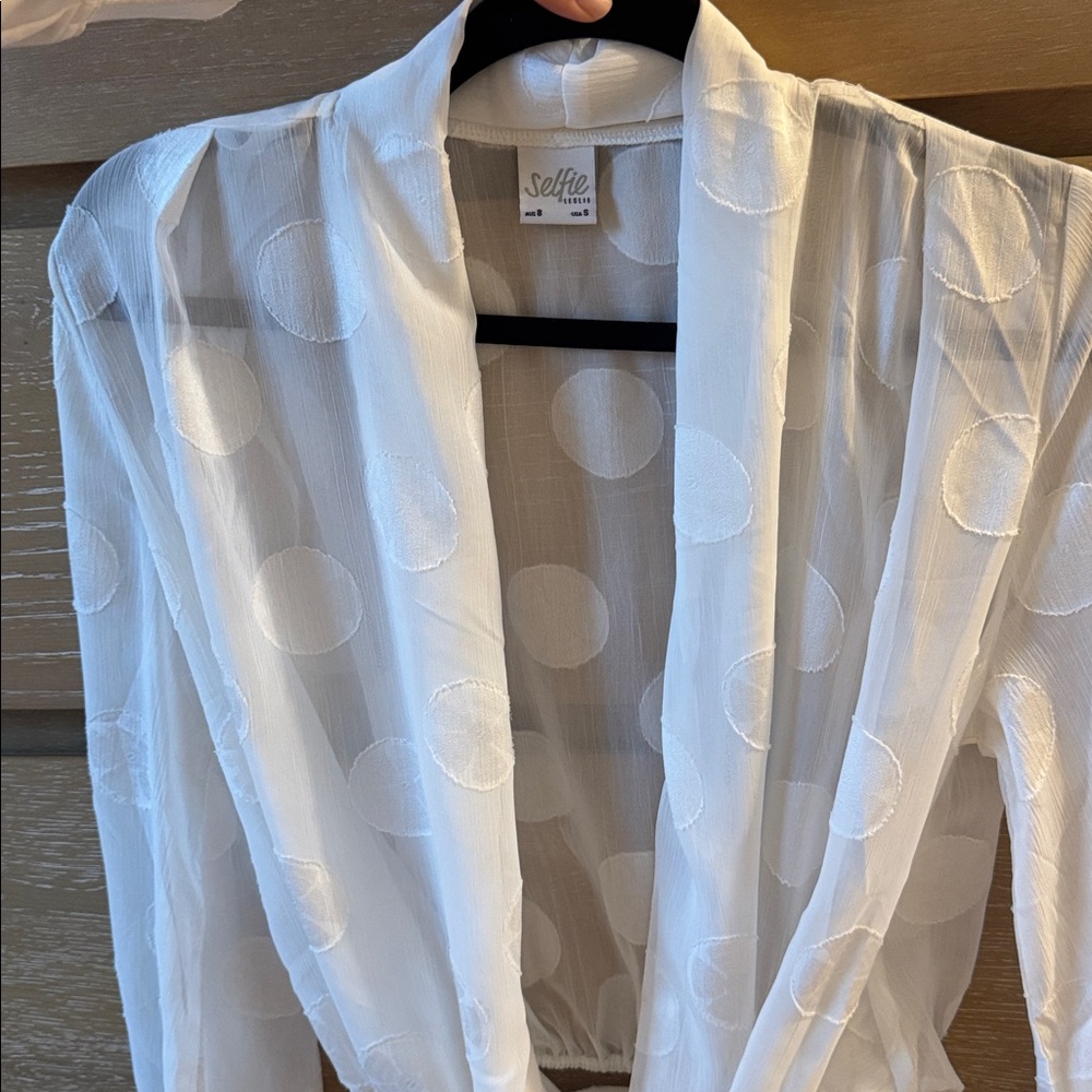 Sheer White Polka Dot Blouse